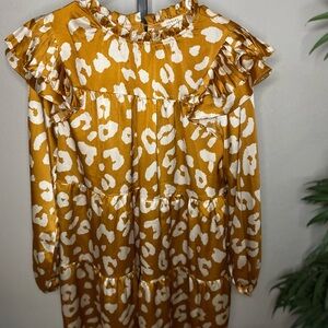 JODIFL Mustard and White Patterned Dress